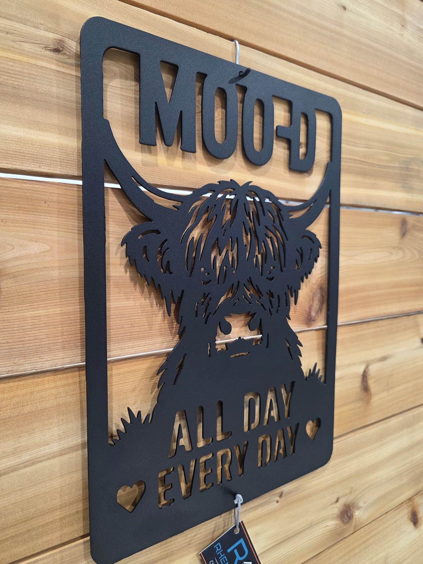 Moo'd All Day Highland Cow Metal Wall Art
