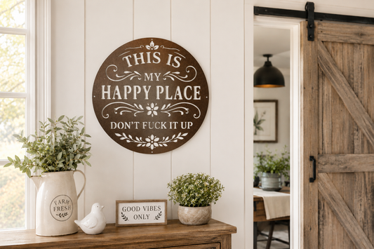 Happy Place Sign/Metal Wall Decor