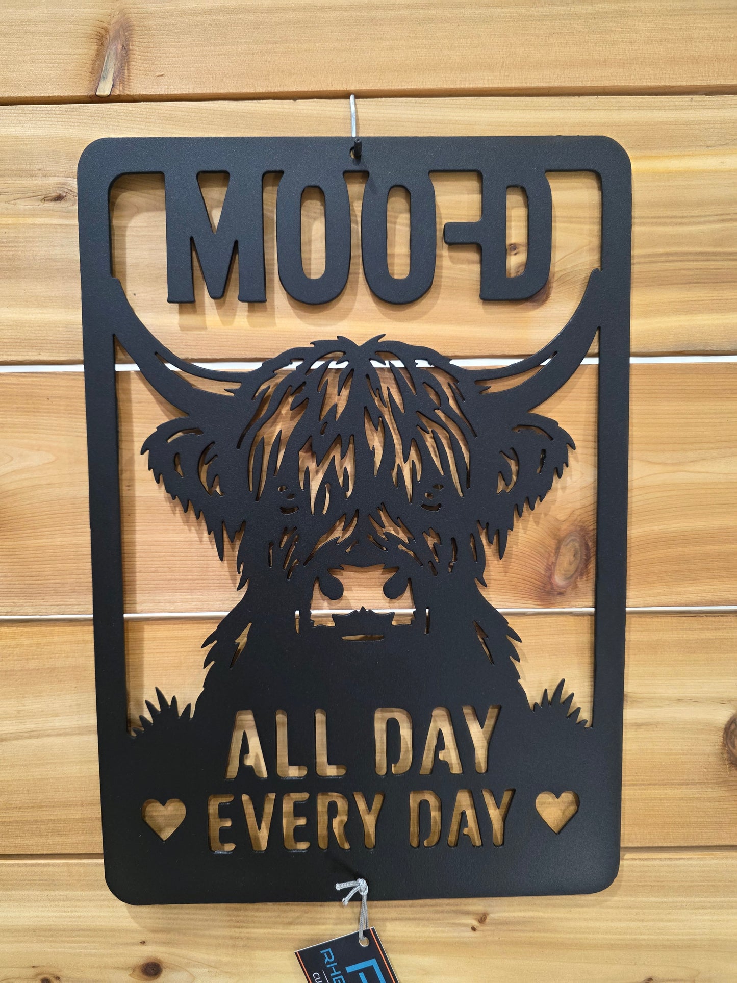 Moo'd All Day Highland Cow Metal Wall Art