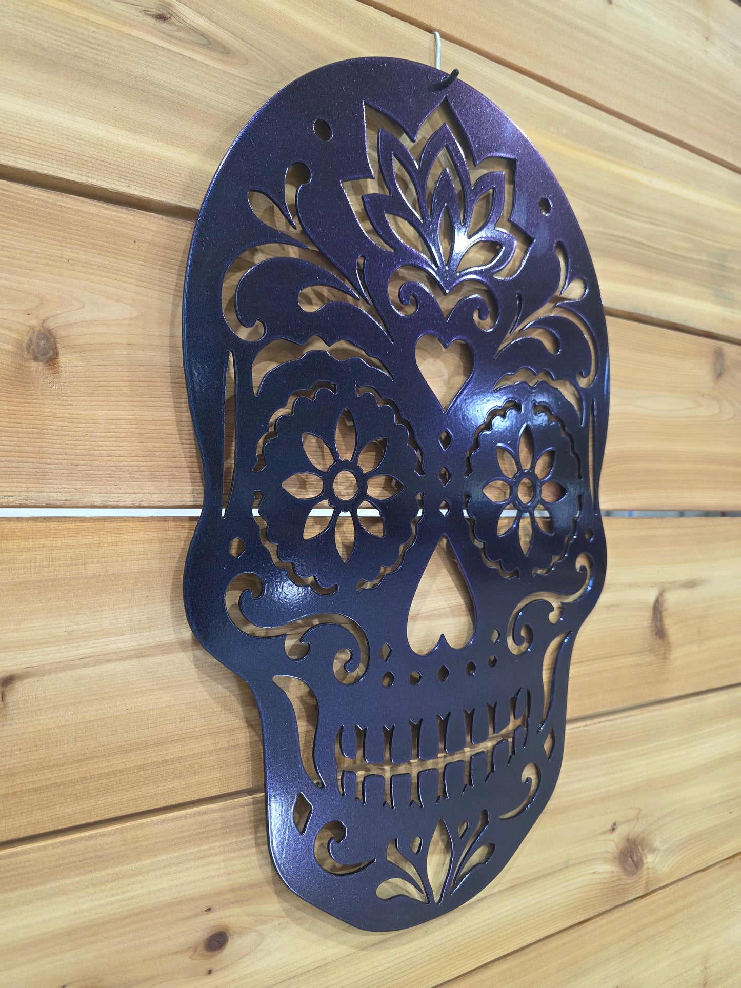 Metal Sugar Skull Wall Art - Powder Coated Steel
