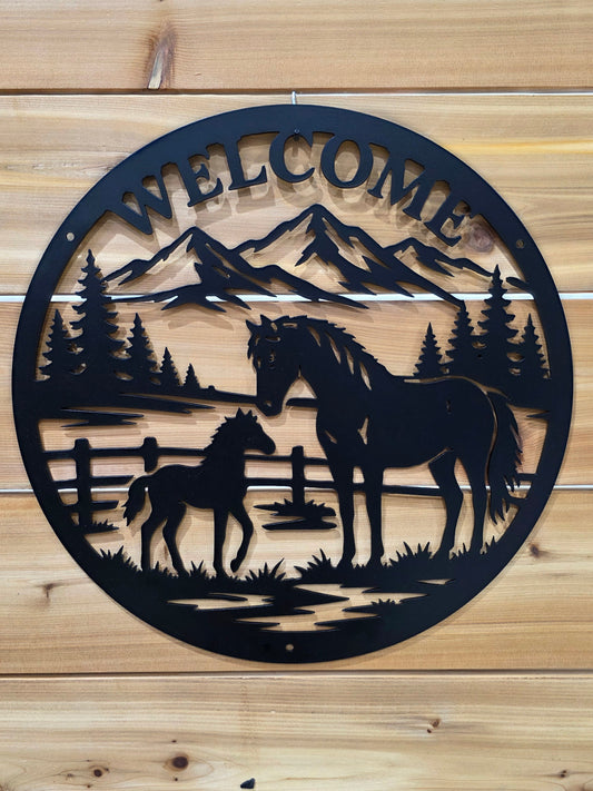 Horse Welcome Metal Sign