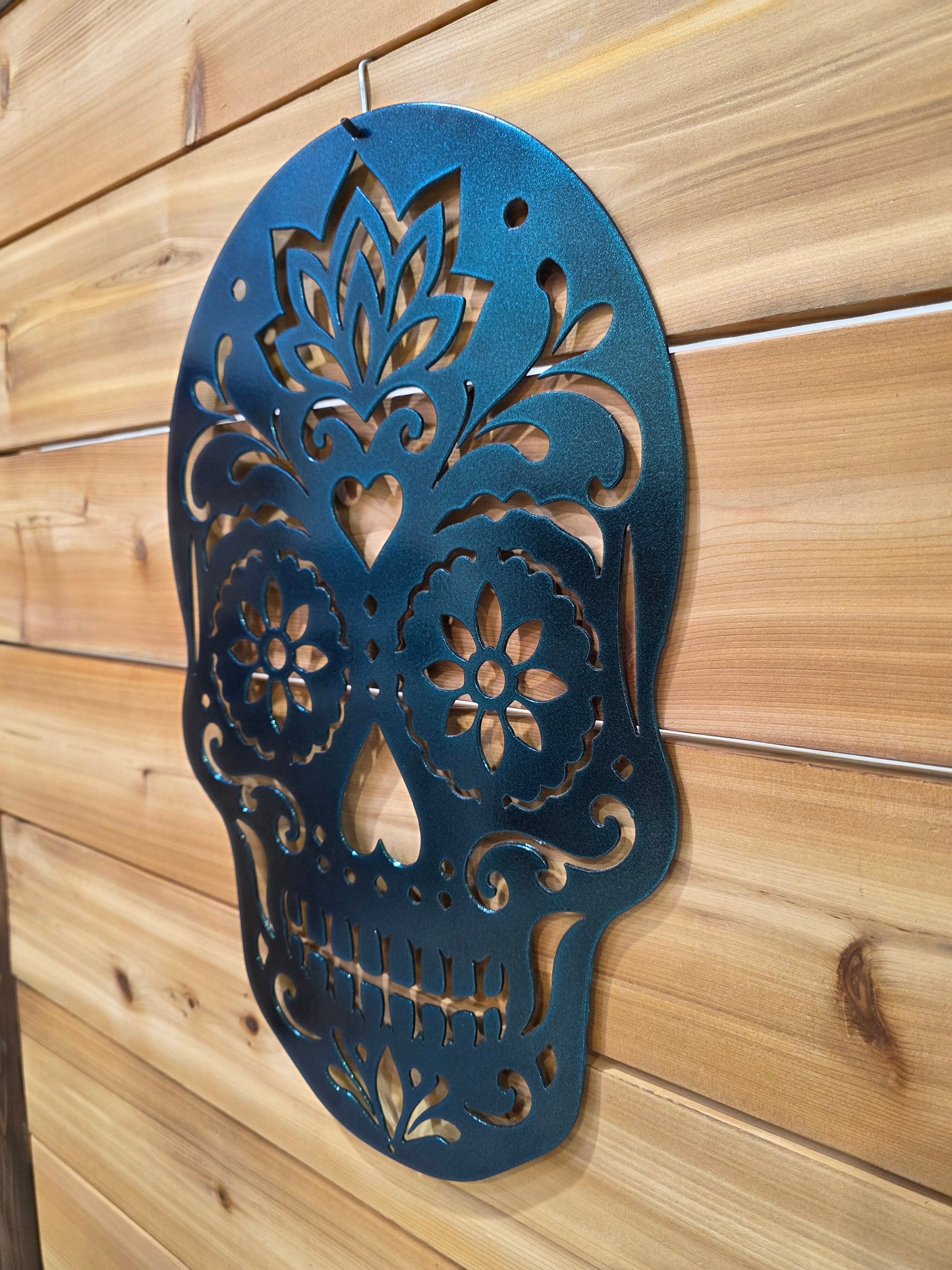 Metal Sugar Skull Wall Art - Powder Coated Steel
