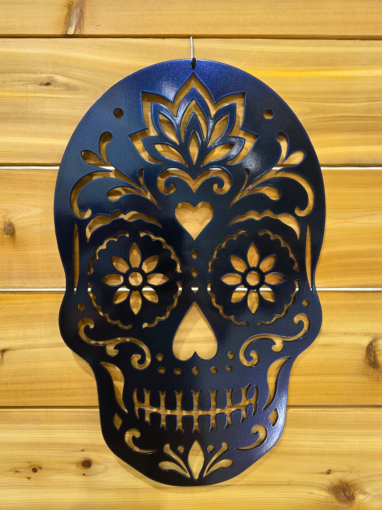 Metal Sugar Skull Wall Art - Powder Coated Steel