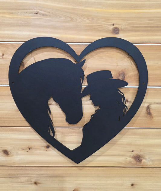 Unspoken Bond - Horse & Cowgirl Metal Sign